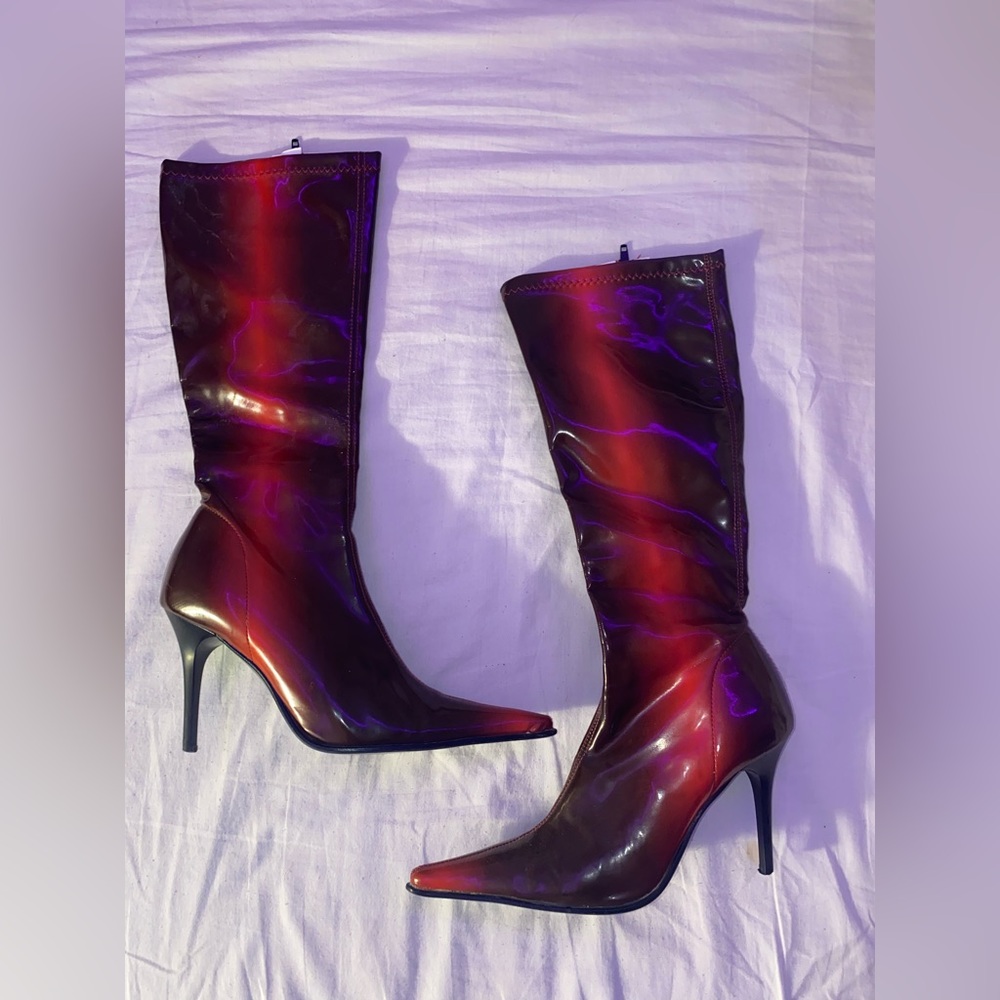 hot red pointed toe boots